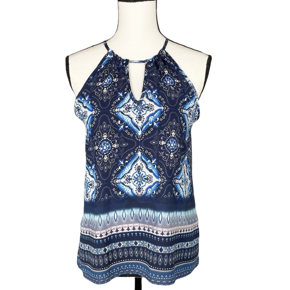 Mine Blue Boho Halter Blouse
